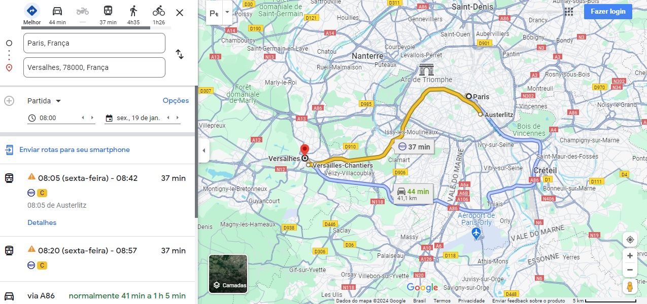 Como chegar a Versalhes de Paris
