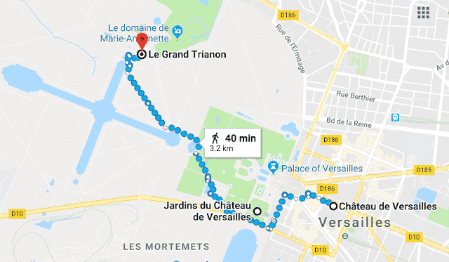 Entendendo o tamanho de Versalhes e as distâncias entre as atrações de lá.