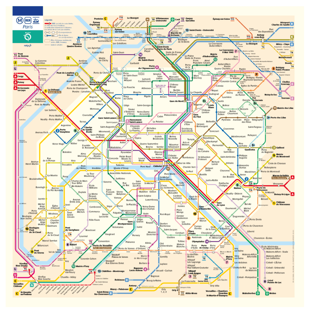 Rede de metrô, RER e bondes de Paris