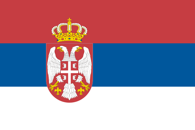 Bandeira da Sérvia - Fonte: Wikimedia Commons