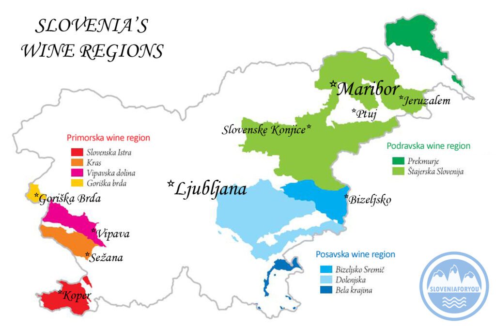 Regiões da Eslovenia e seus vinhos - Fonte: Sloveniaforyou.com
