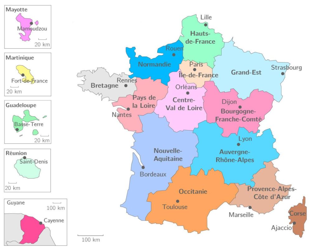 As regiões da França - Maps France