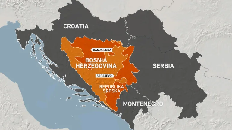 Mapa da Republica Srpska na Bósnia