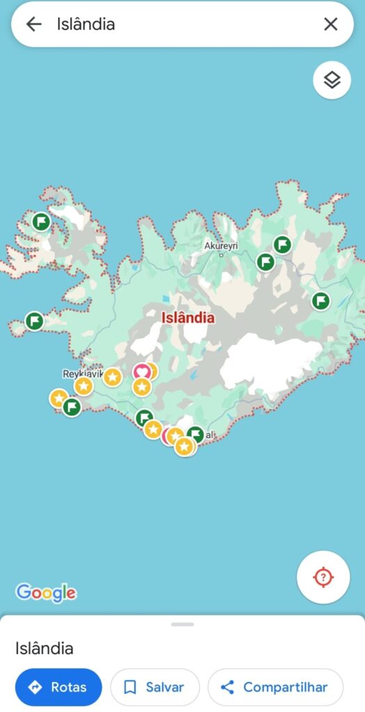Marcadores do Google Maps pra indicar os lugares que quero ou preciso ir, bem como os locais que já fui e que amei conhecer.