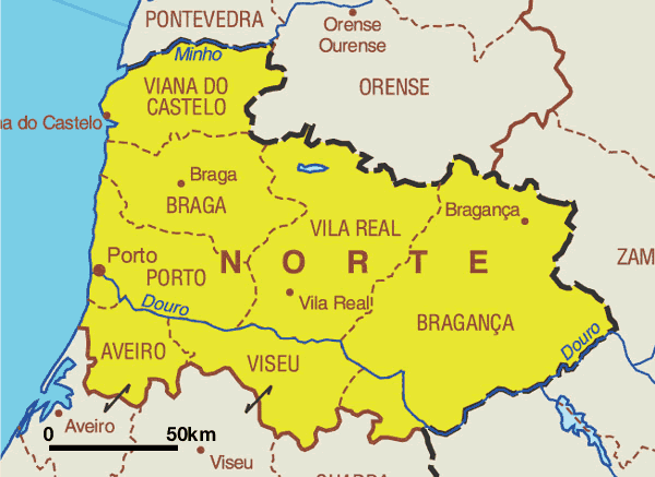 Mapa da Região Norte de Portugal - Gifex