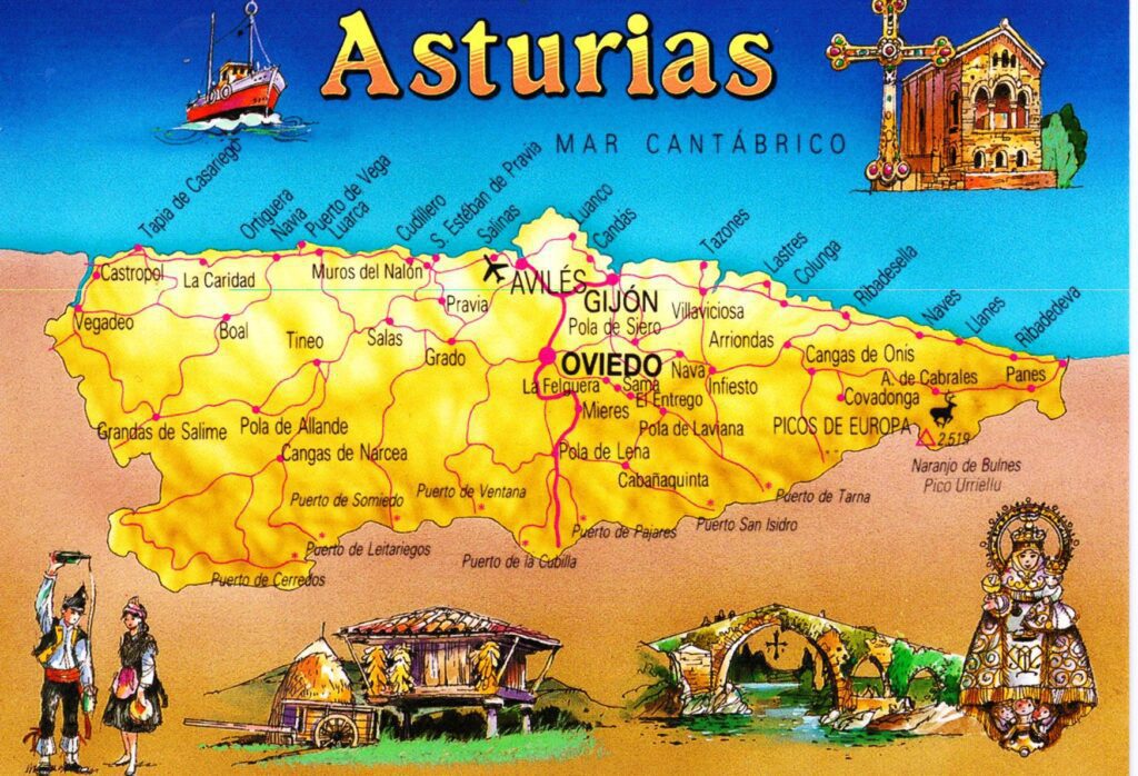 Mapa da Região das Asturias na Espanha - Another Bag, More Travel