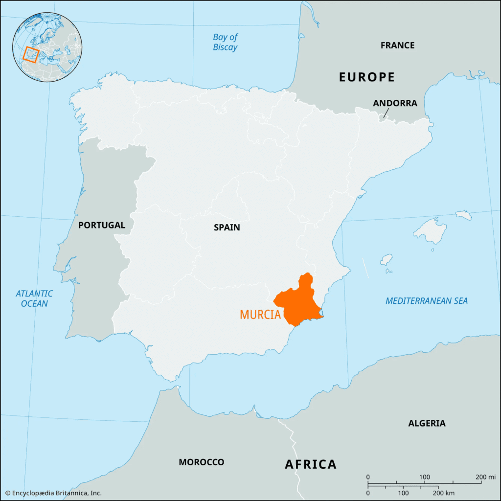 Mapa da Região de Múrcia Espanha - Britannica
