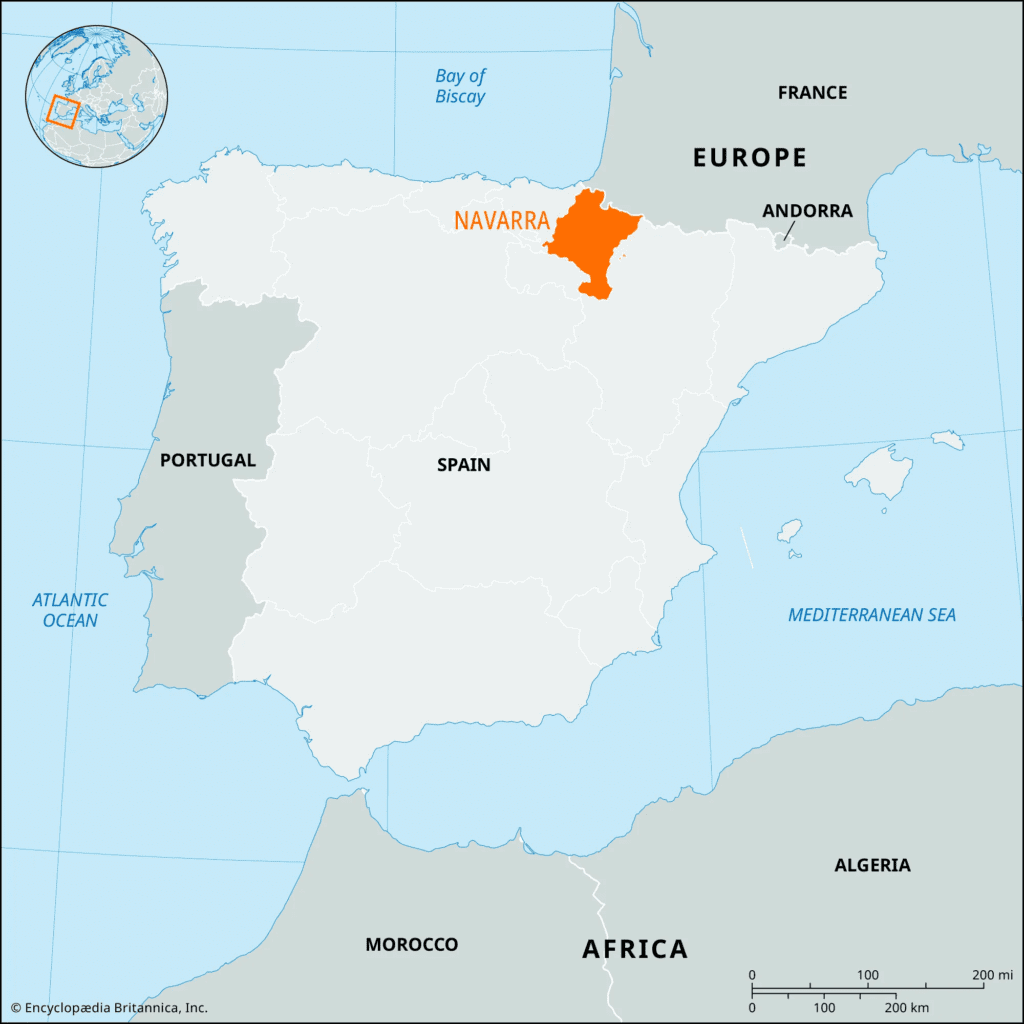 Mapa da Região de Navarra Espanha - Britannica