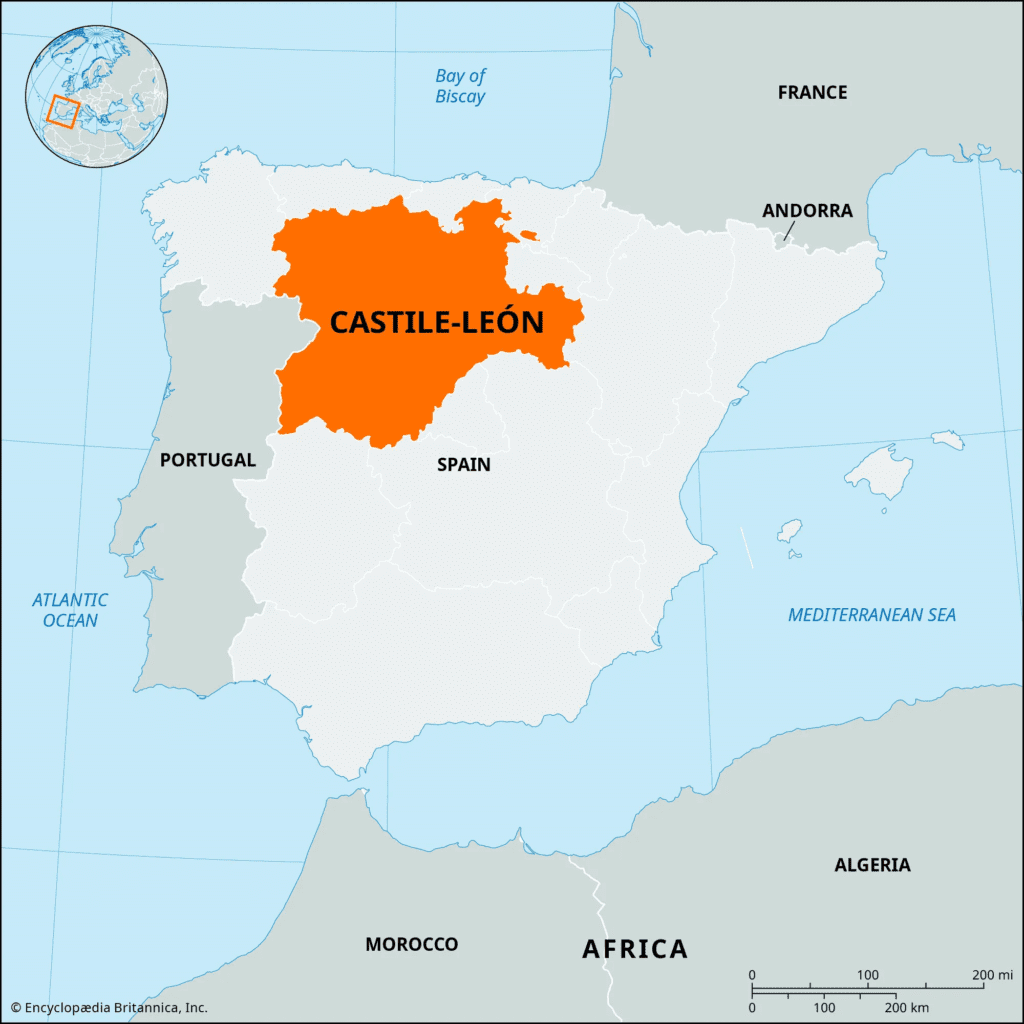 Mapa da Região de Castela e Leão na Espanha - Britannica
