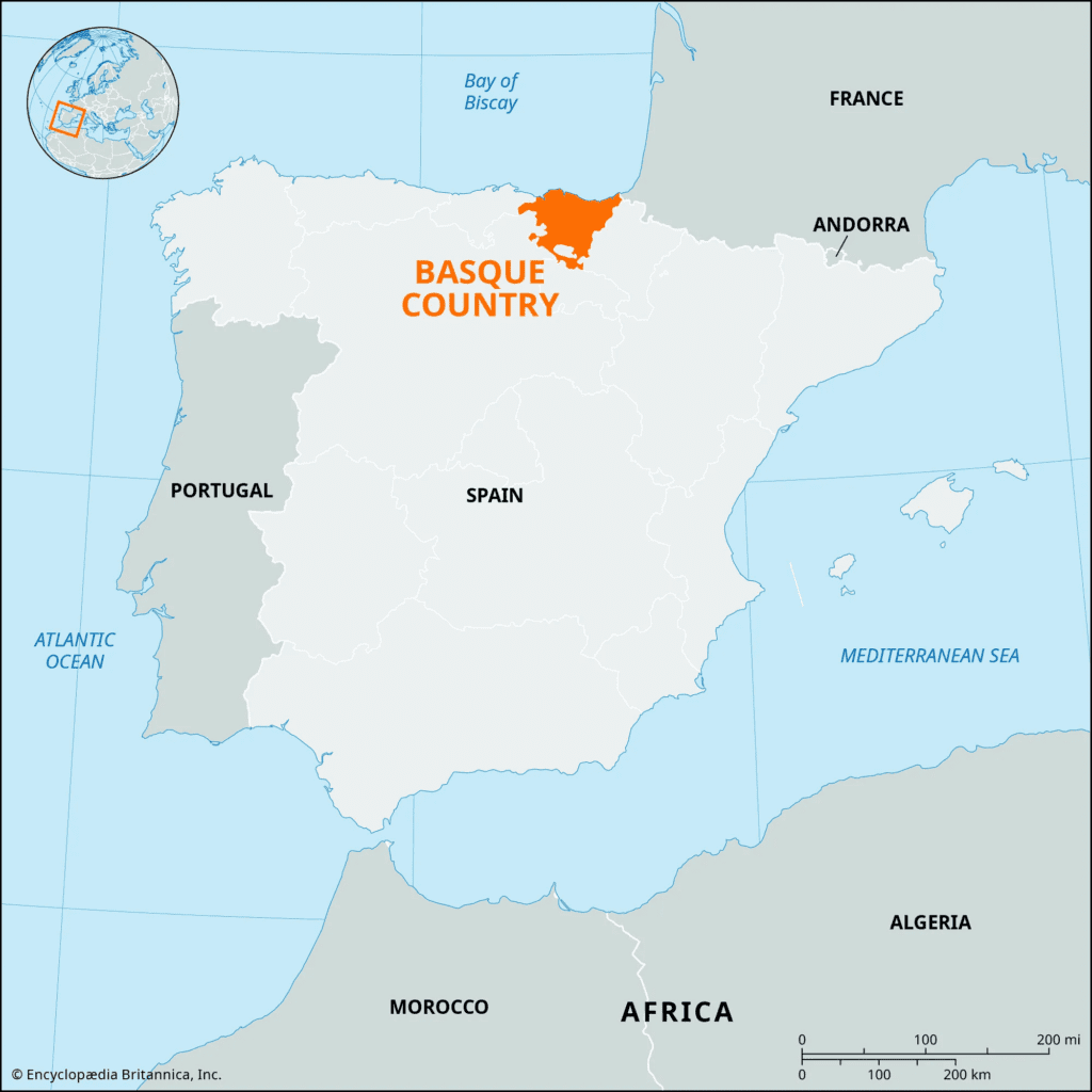 Mapa do País Basco Espanha - Britannica