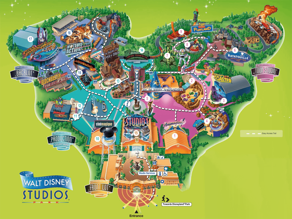 Mapa do Walt Disney Studios Park Paris - Fonte: DLP Tickets