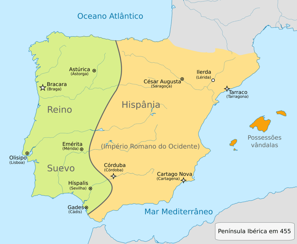 Mapa do Reino Suevo na Península Ibérica - Wikipedia