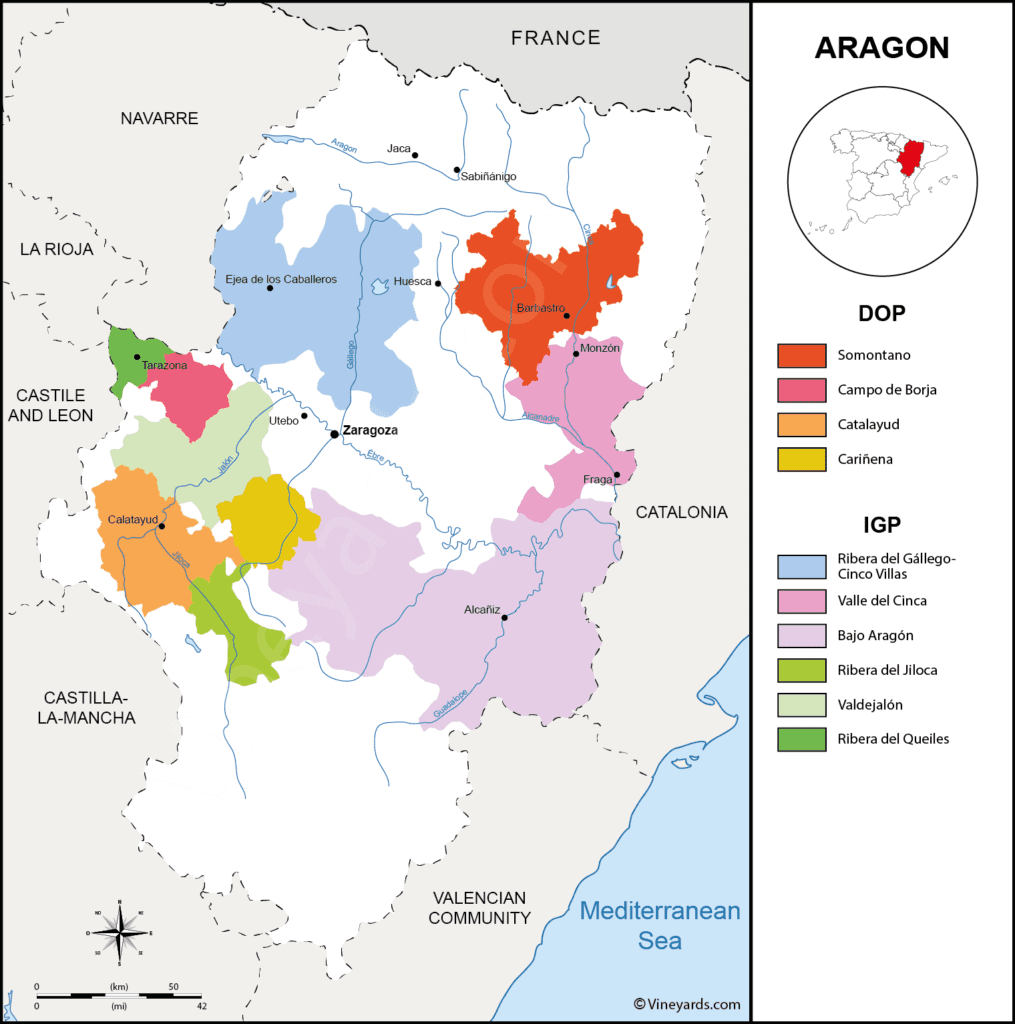 Mapa Vinhos Aragão - Vineyards.com