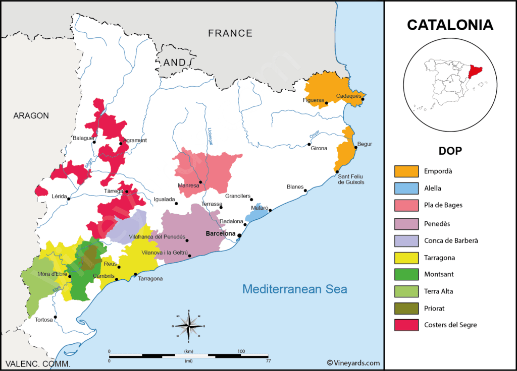 Mapa Vinhos Catalunha - Vineyards.com