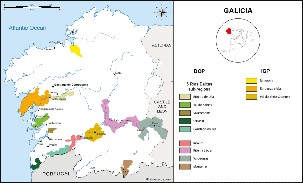 Mapa Vinhos Galícia - Vineyards.com