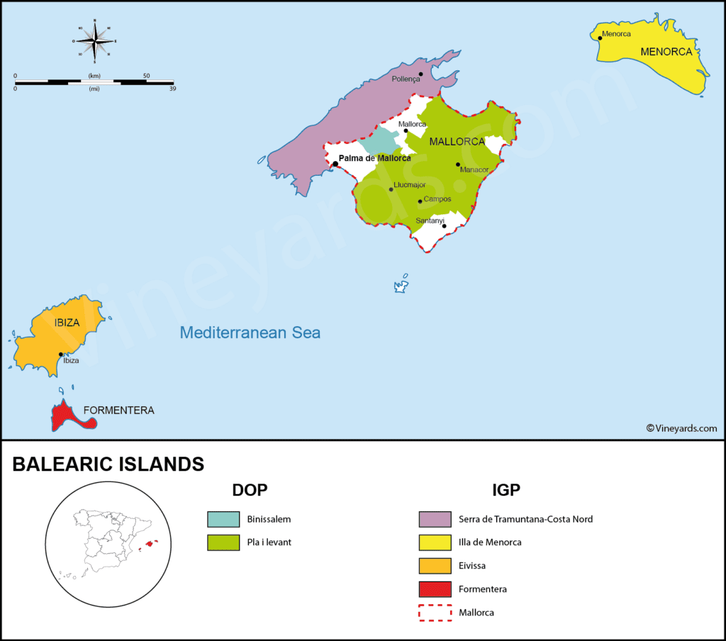 Mapa Vinhos Ilhas Baleares - Vineyards.com