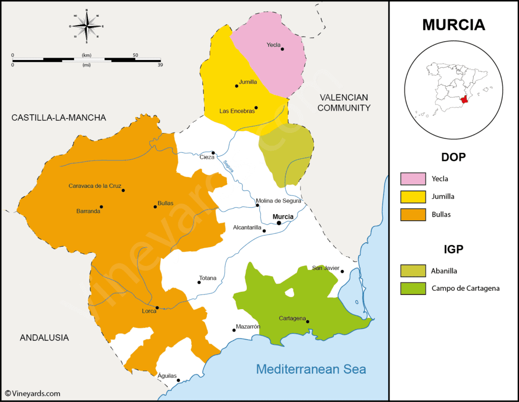 Mapa Vinhos Murcia - Vineyards.com