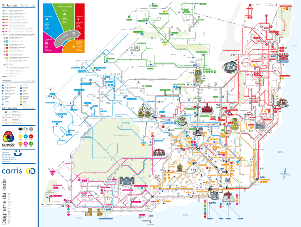 Mapa da rede de ônibus de Lisboa - Carris