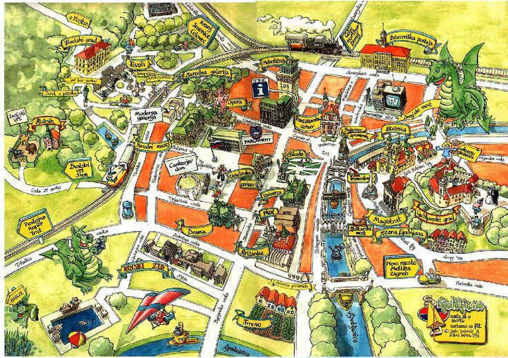 Mapa das principais atrações de Liubliana - Pinterest