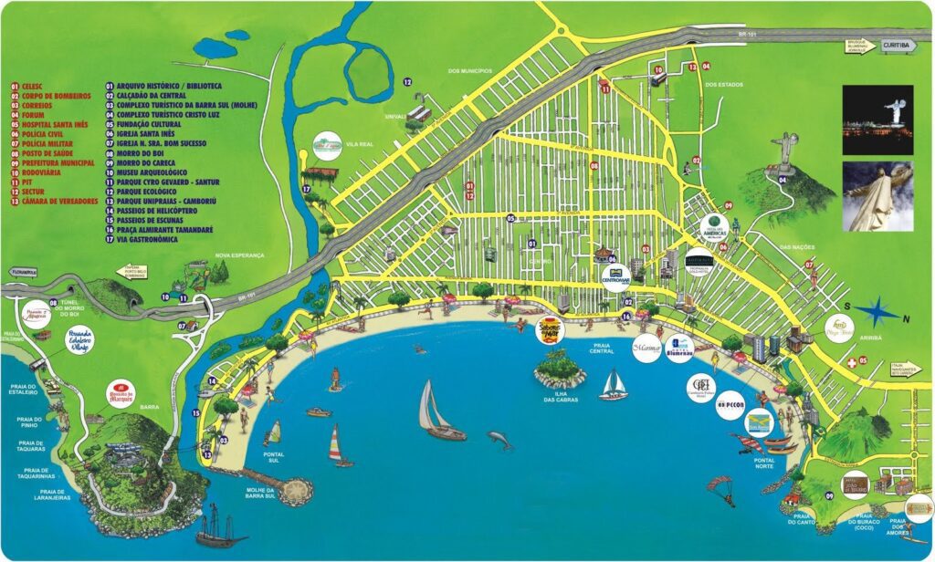 Mapa das atrações de Balneário Camboriú - OrangeSmile.com