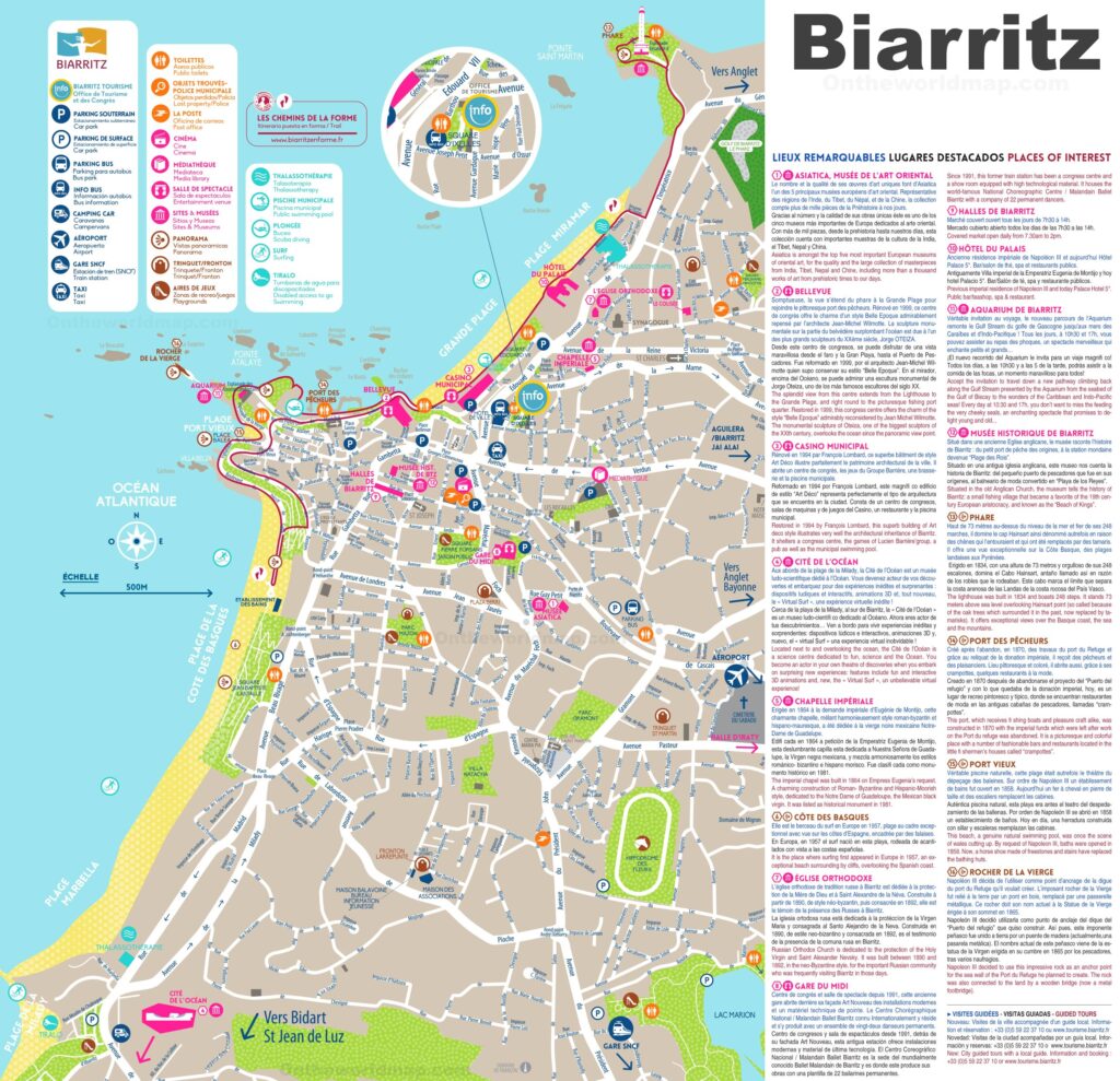 Mapa das atrações de Biarritz - Ontheworldmap.com