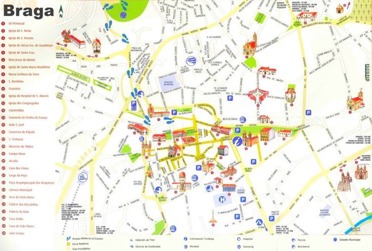 Mapa das atrações de Braga - Pinterest