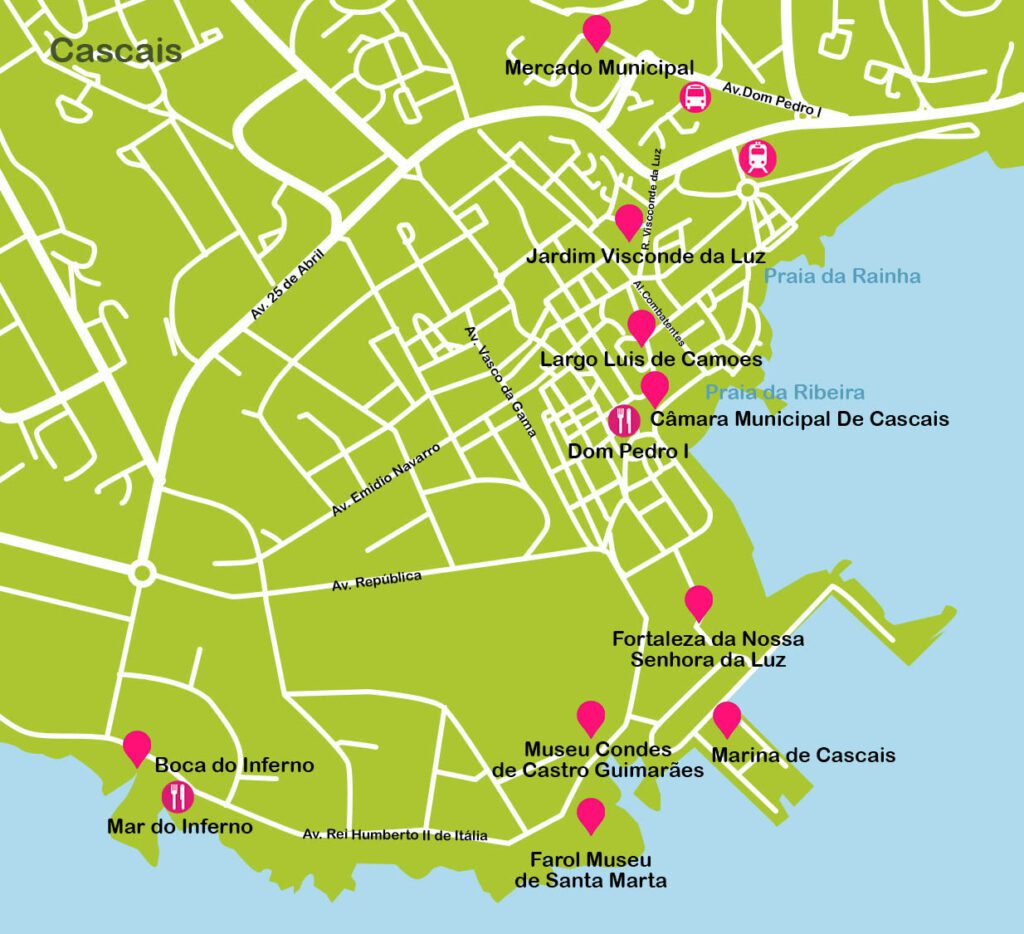 Mapa das atrações de Cascais - Way Away