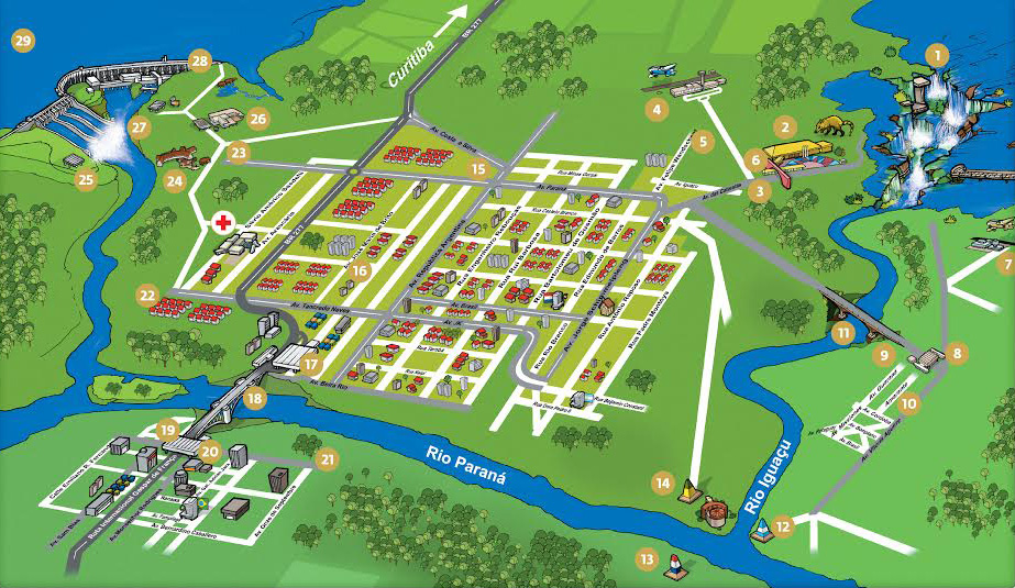 Mapa das atrações de Foz do Iguaçu - Loumar Turismo
