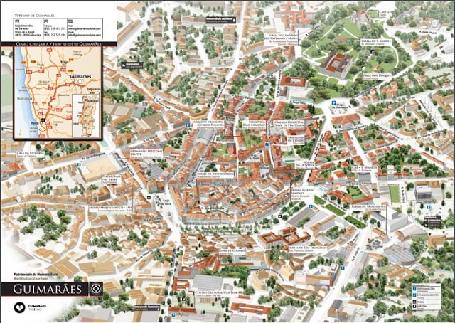 Mapa das principais atrações de Guimarães - Dicas de Lisboa e Portugal