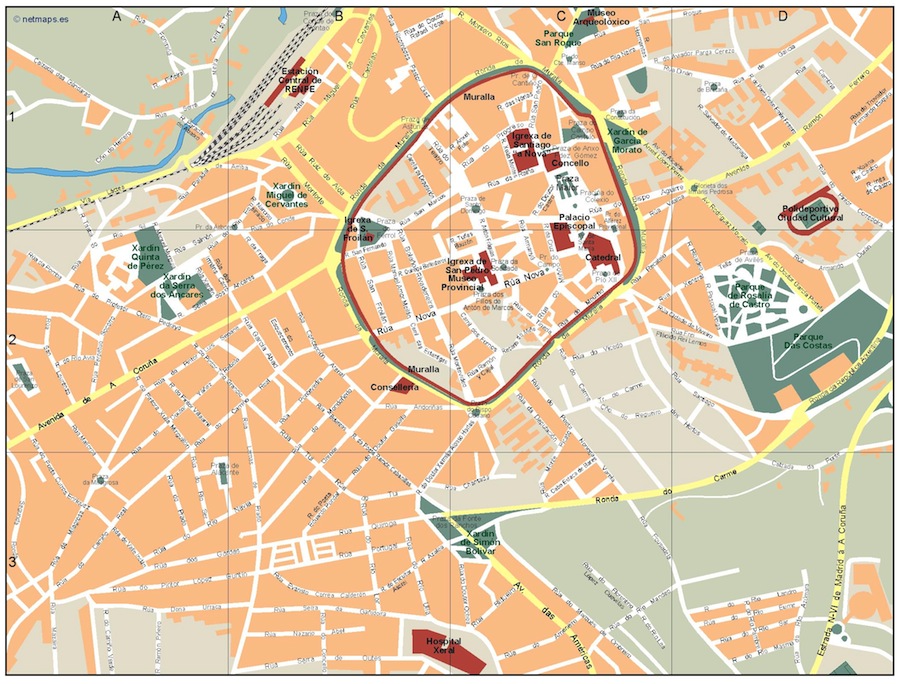 Mapa das atrações de Lugo - Netmaps Leading Mapping Company