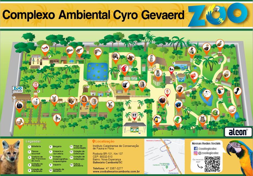 Mapa do Complexo Ambiental Cyro Gevaerd Balneário Camboriú - zoobalneariocamboriu.com.br