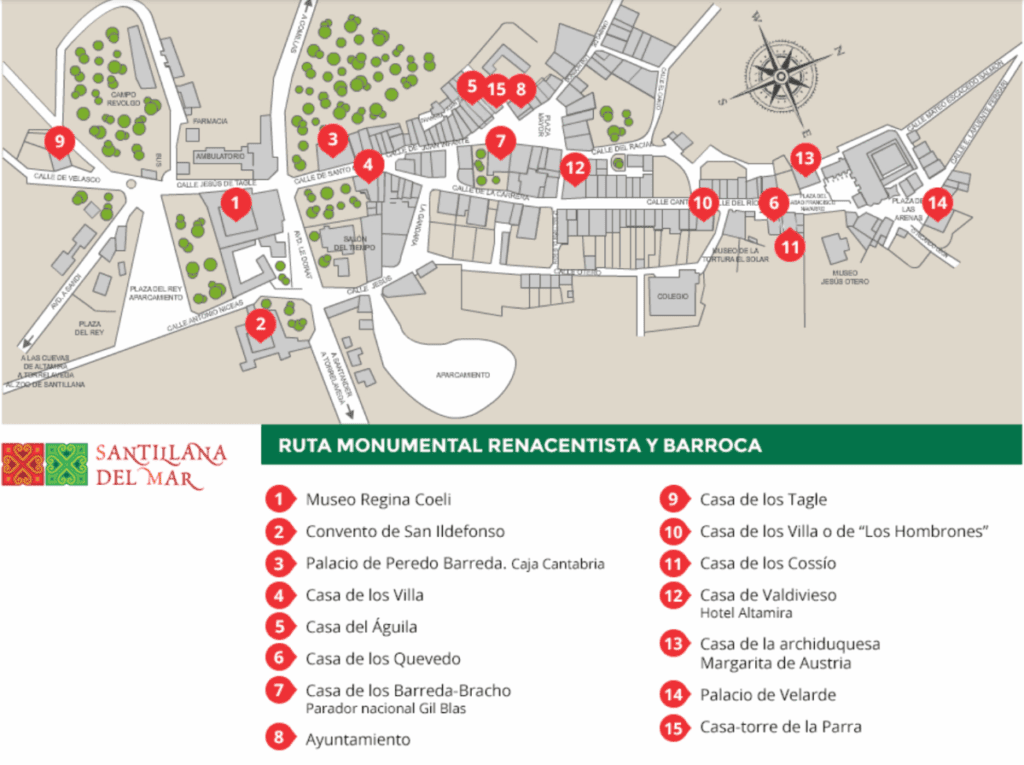 Mapa das atrações de Santillana del Mar - London traveller