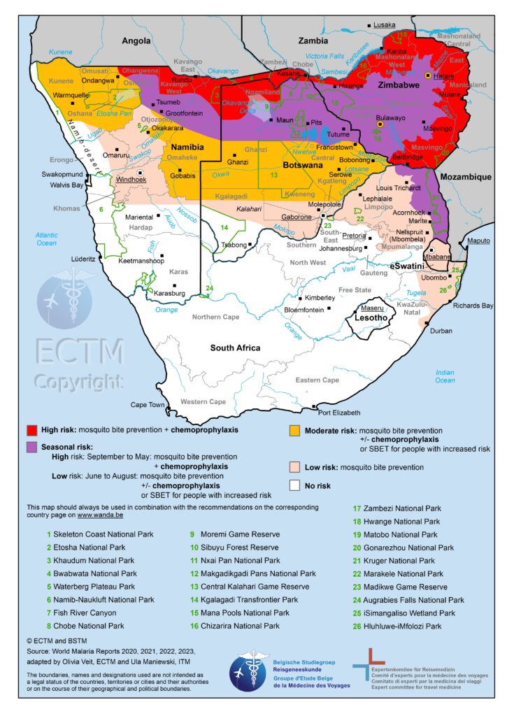 Mapa das areas de malaria na Africa - Dr Paulo Behar