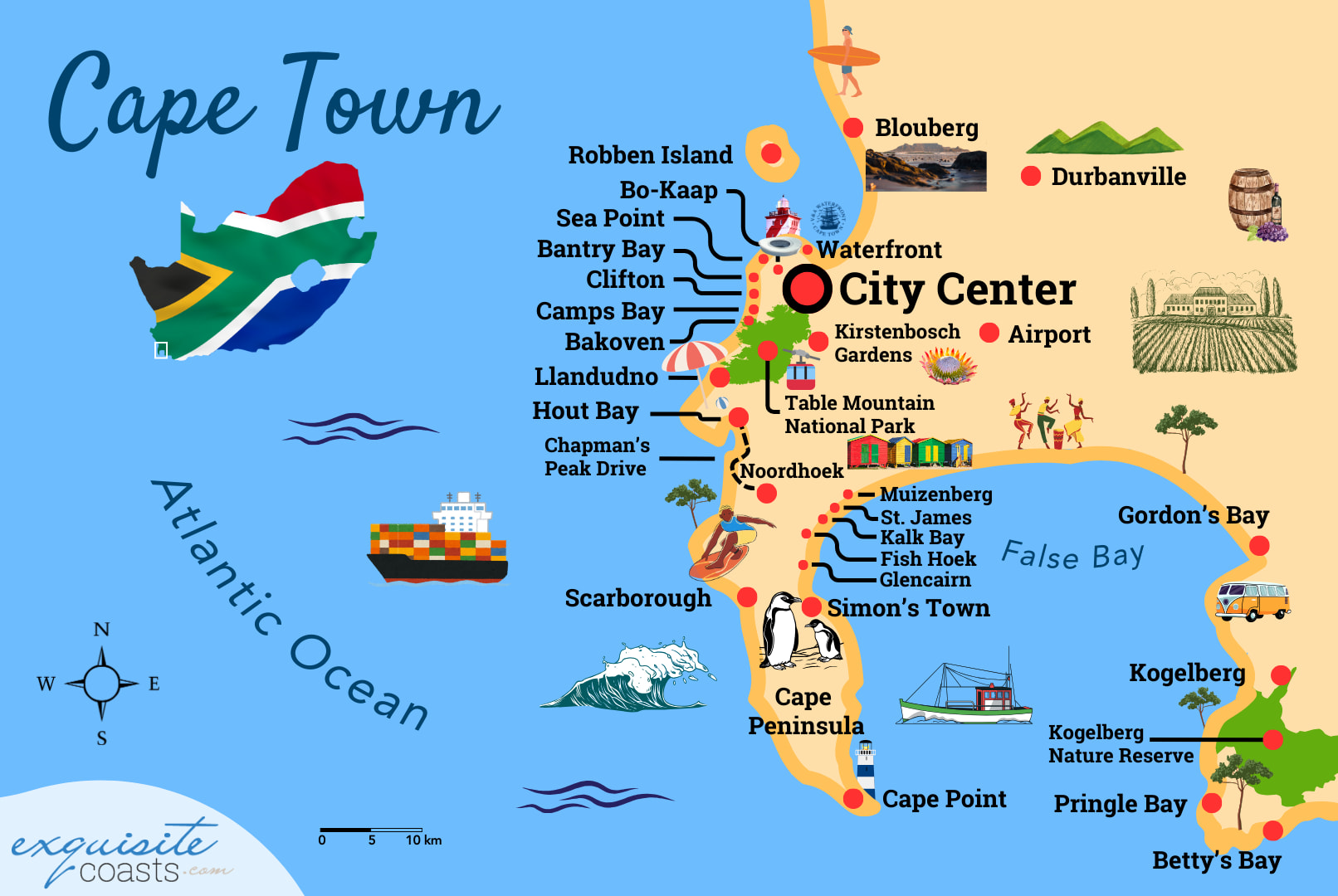 Mapa de Cidade do Cabo - Exquisite Coasts