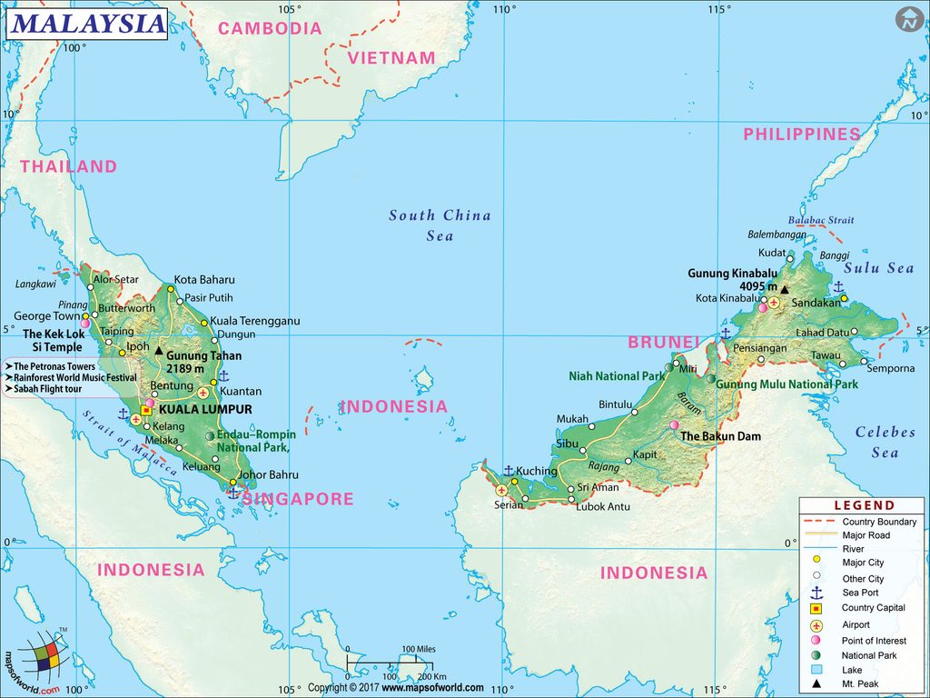 Mapa da Malásia - World Map